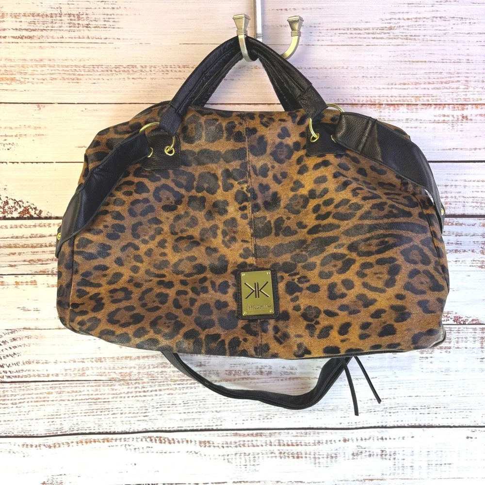 Vintage Kardashian Kollection Capetown Satchel Leopard Faux Leather Mob Wife